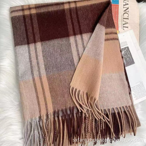 2021hot seller soft and warm shawls plaid custom logo scarf